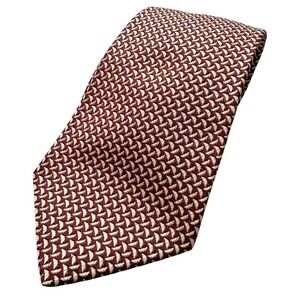 VTG Polo Ralph Lauren Hand Made in USA 100% silk Red/Brown Geometric Print Tie‎